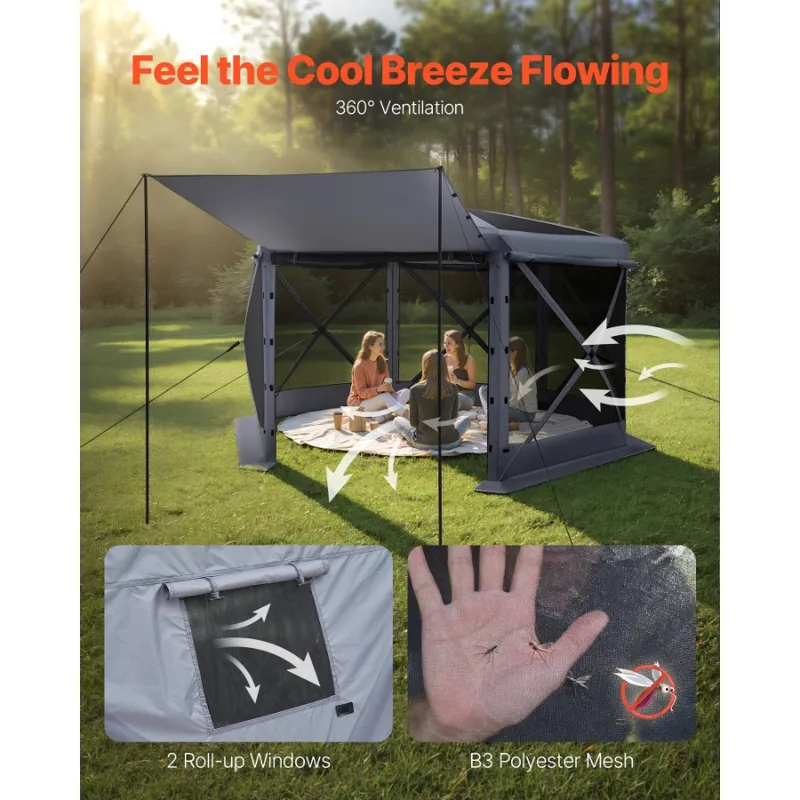 Screen Top Mesh - Gazebo a 6 Lati 12x12ft con