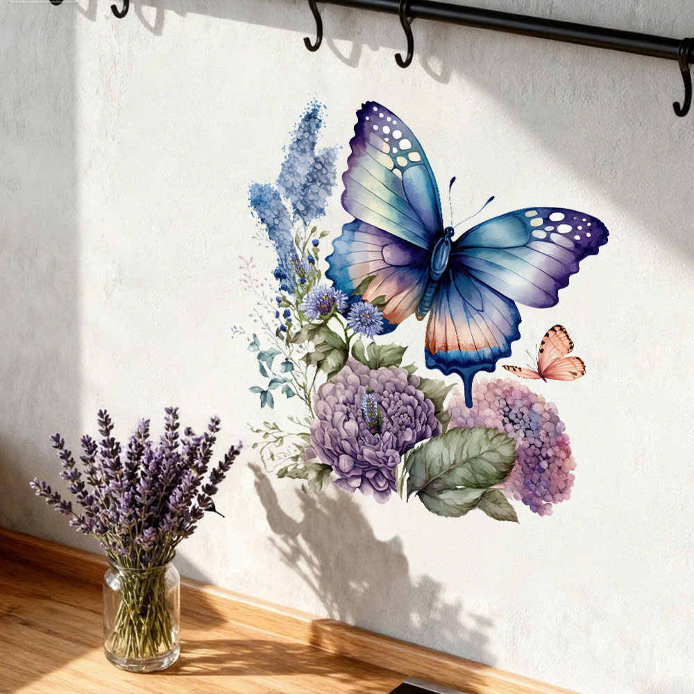 Pvc Panel Background - Adesivi Murali con Farfalle e Fiori