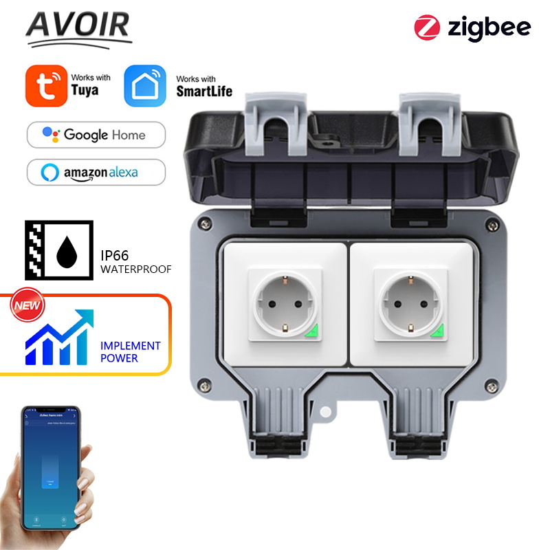 Timer Dual Outlet - Avoir Tuya Zigbee Prese elettriche IP66