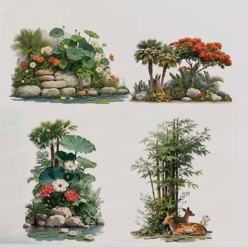 Pvc Panel Background - Adesivi Murali con Piante Tropicali e