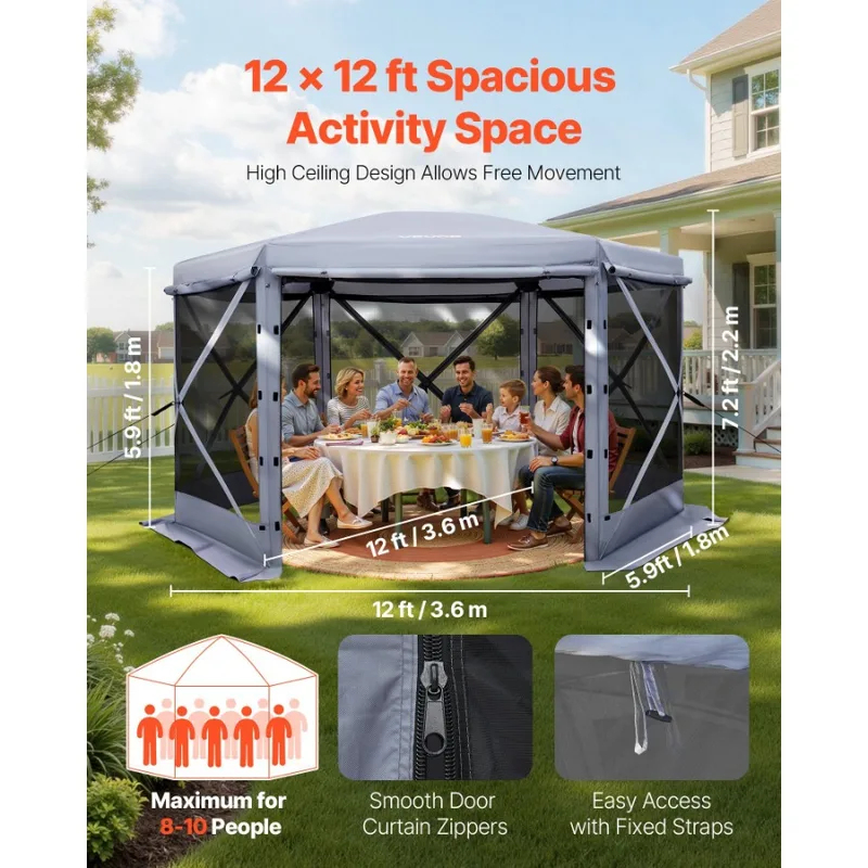 Gazebo a 6 Lati 12x12ft con Re - Screen Top Mesh recensione e prezzo
